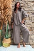 Annie Cushion Cotton Barrel Culotte Pant Earth